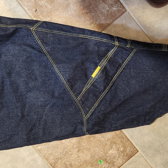 90's Vintage Kikwear Jeans yellow stitching & pockets VERY WIDE Leg k91